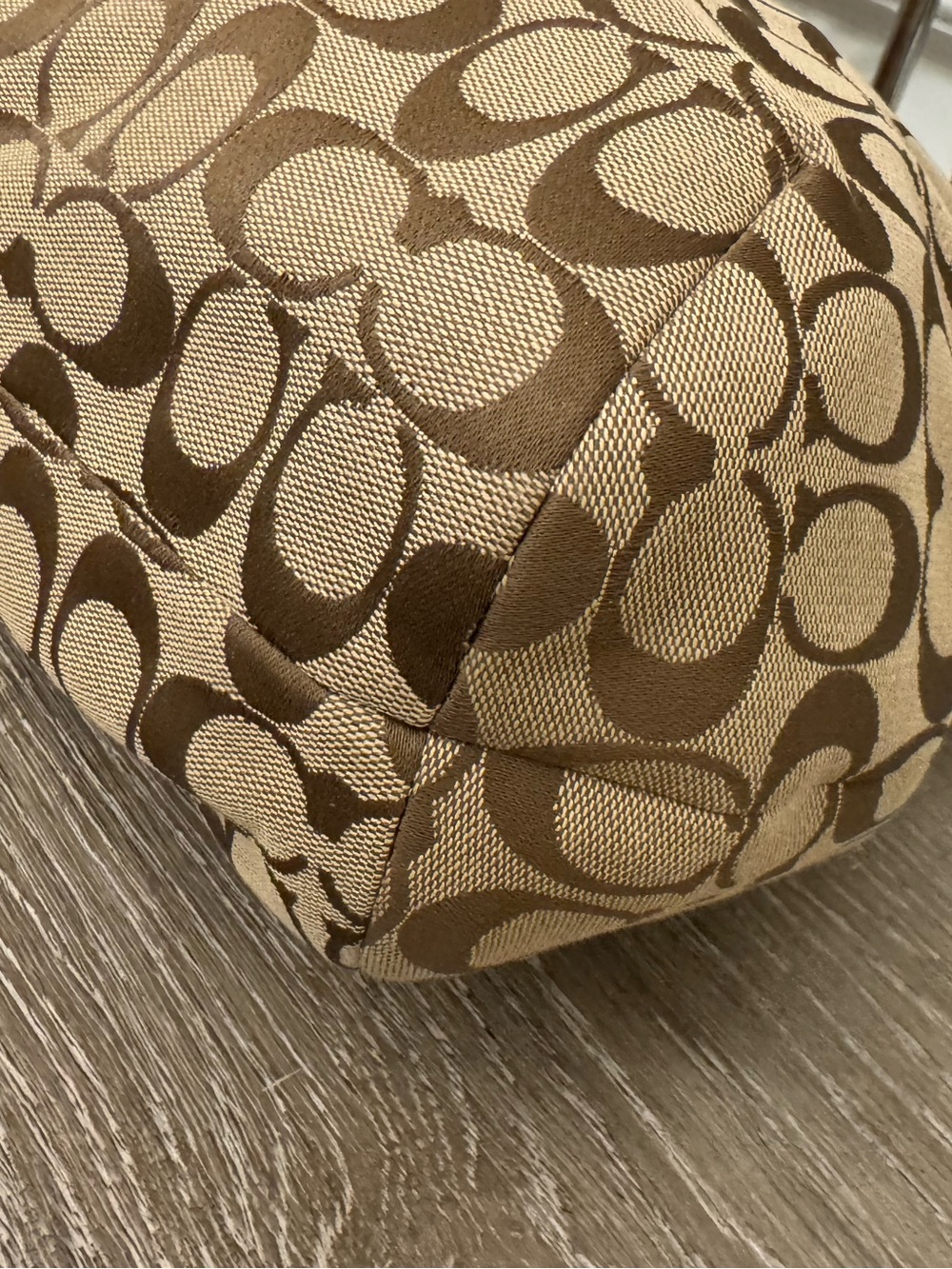 Coach Tan Signature  Canvas Tote with Brown Leather Trim - Picture 11 of 13